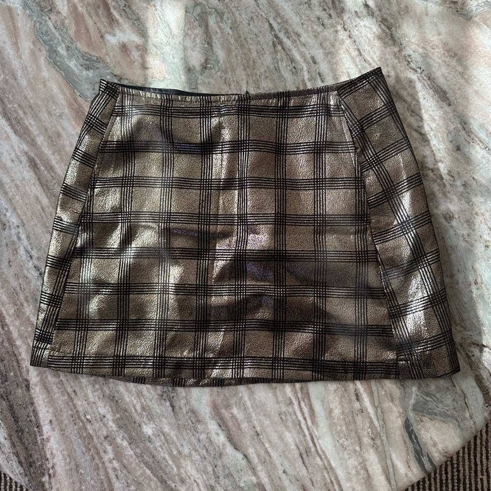 Metallic Plaid Mini Skirt